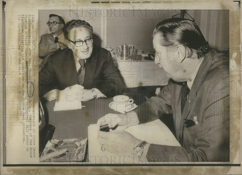 1973 Press Photo Secretary State Henry Kissinger Rep. Thomas Morgan Chairman - Historic Images