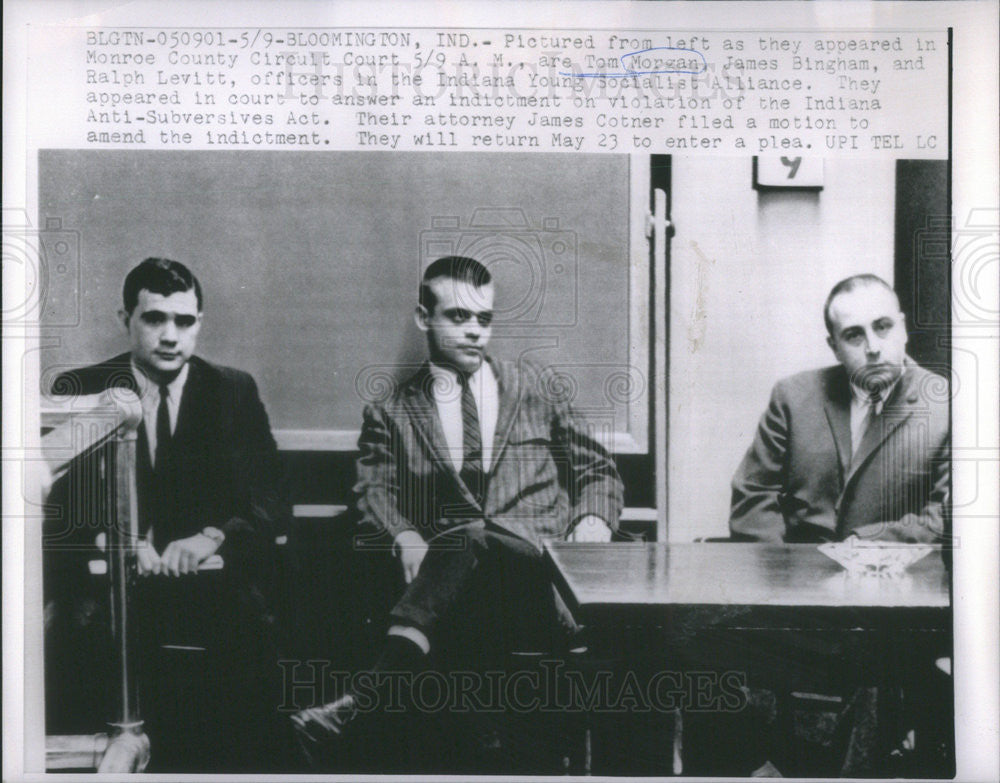 Press Photo Tom Morgan, James Bingham and Ralph Levitt, Indiana Young Socialists - Historic Images