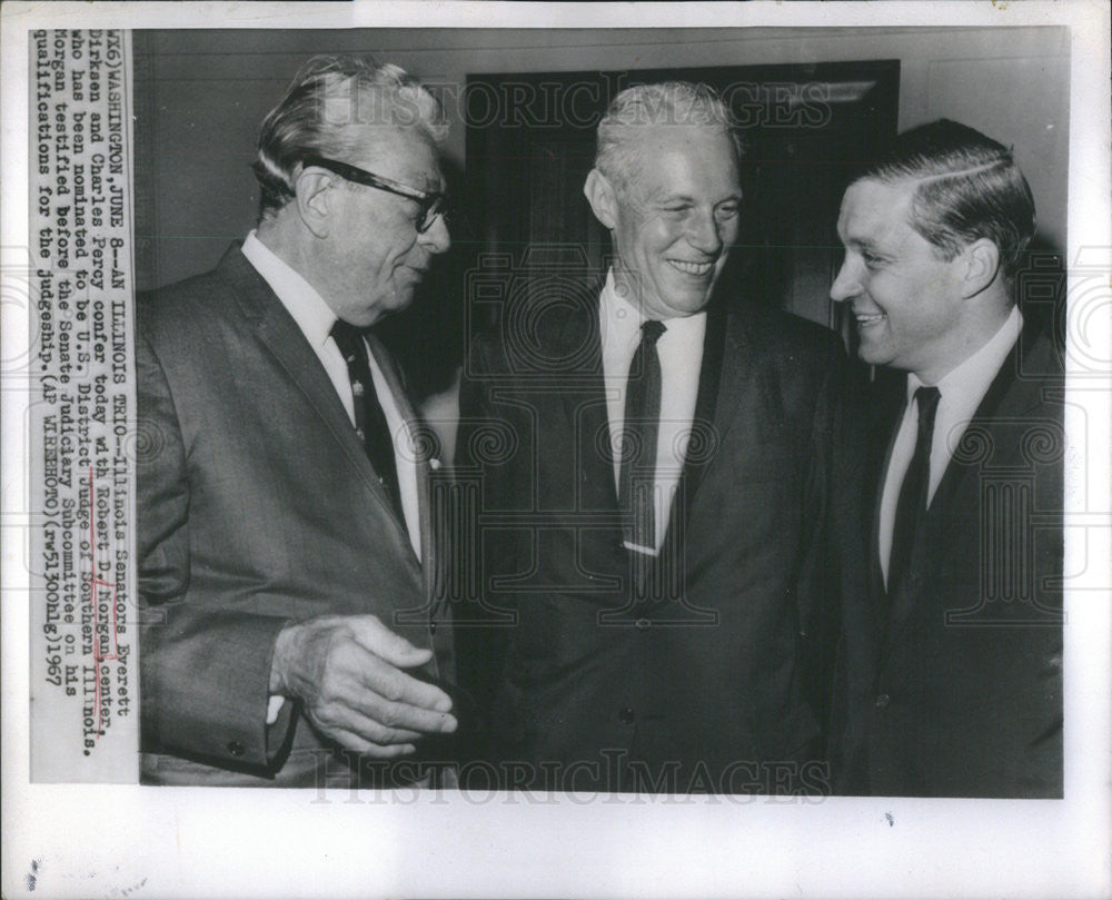 1967 Press Photo Senator Everett Dirksen Charles Percy Robert D. Morgan - Historic Images