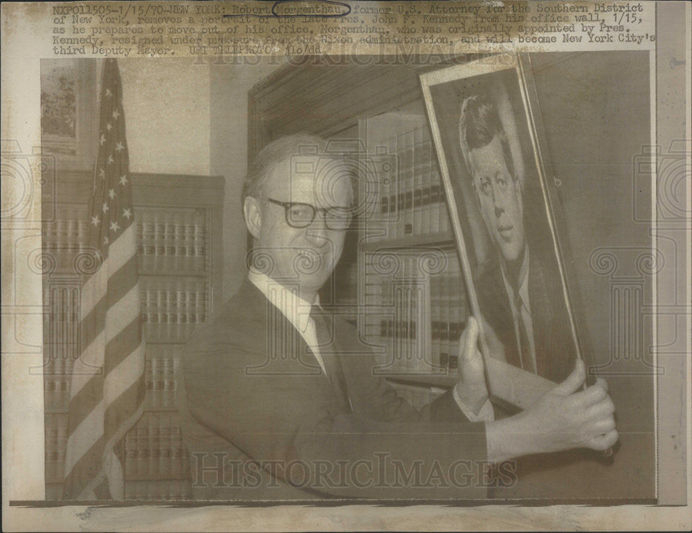 1970 Press Photo Robert Morgenthau Former U.S Attorney with J.F. Kennedy Picture - Historic Images