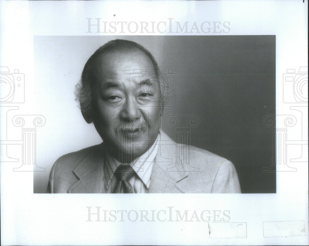 1987 Press Photo Pat Morita stars in &quot;Blind Alley&quot; - Historic Images