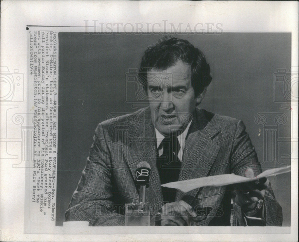 1974 Press Photo Edmund Muskie American Democratic Politician - Historic Images