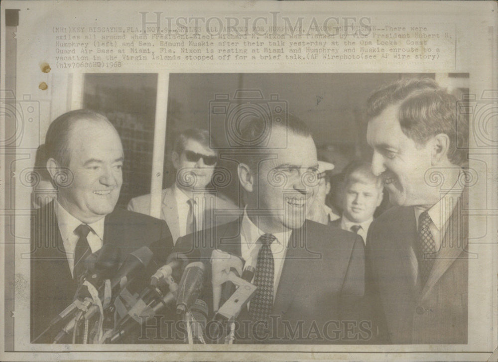 1968 Press Photo President Richard Nixon Hubert Humphrey Senator Edmund Muskie - Historic Images