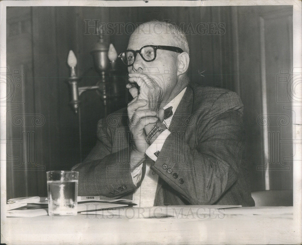 1956 Press Photo President of AFL-CIO George Meany at Meeting - Historic Images