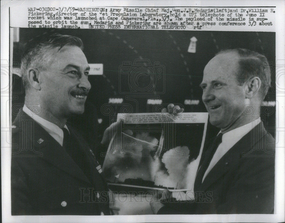 1959 Press Photo Army Missile Chief Maj. Gen. J. B. Medaris - Historic Images