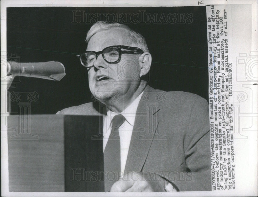 1964 Press Photo Gardiner C. Means - Historic Images