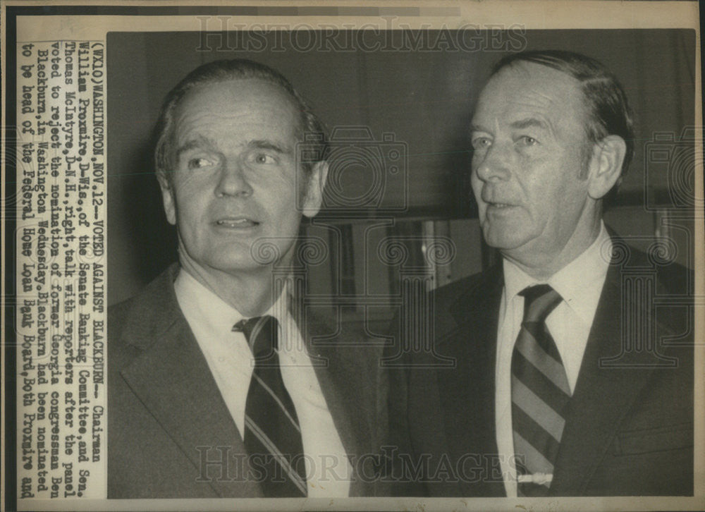 Undated Press Photo William Proximire Senate Banking Committee  Chairman Thomas McIntyre - Historic Images