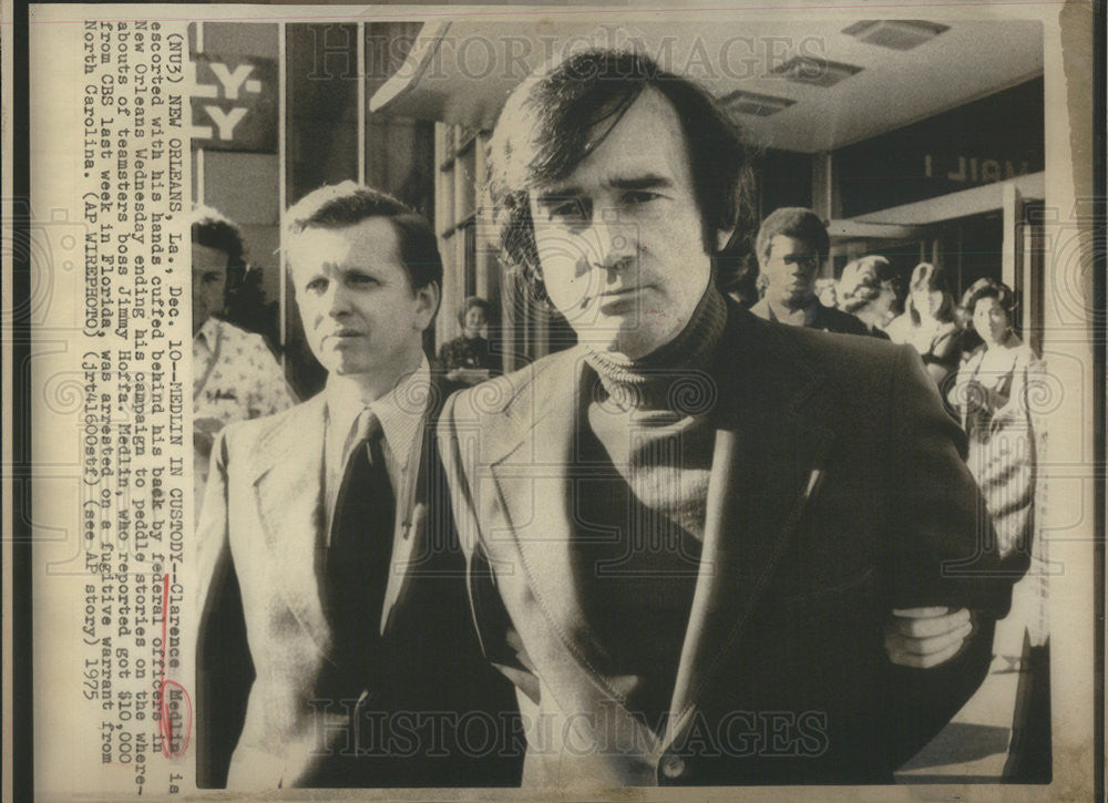 1975 Press Photo Clarence Medlin Claims to Know Where Hoffa Uder Arrest - Historic Images