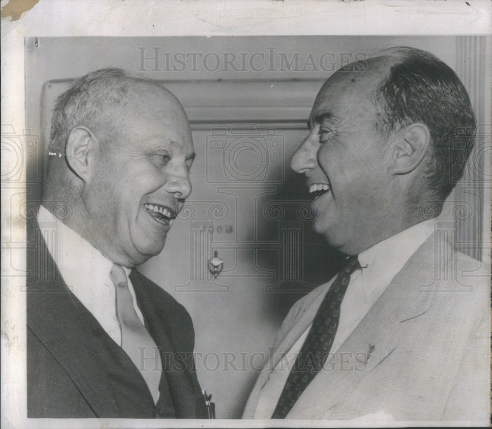 1956 Press Photo AFL-CIO Pres George Meany With Presidential Candidate - Historic Images