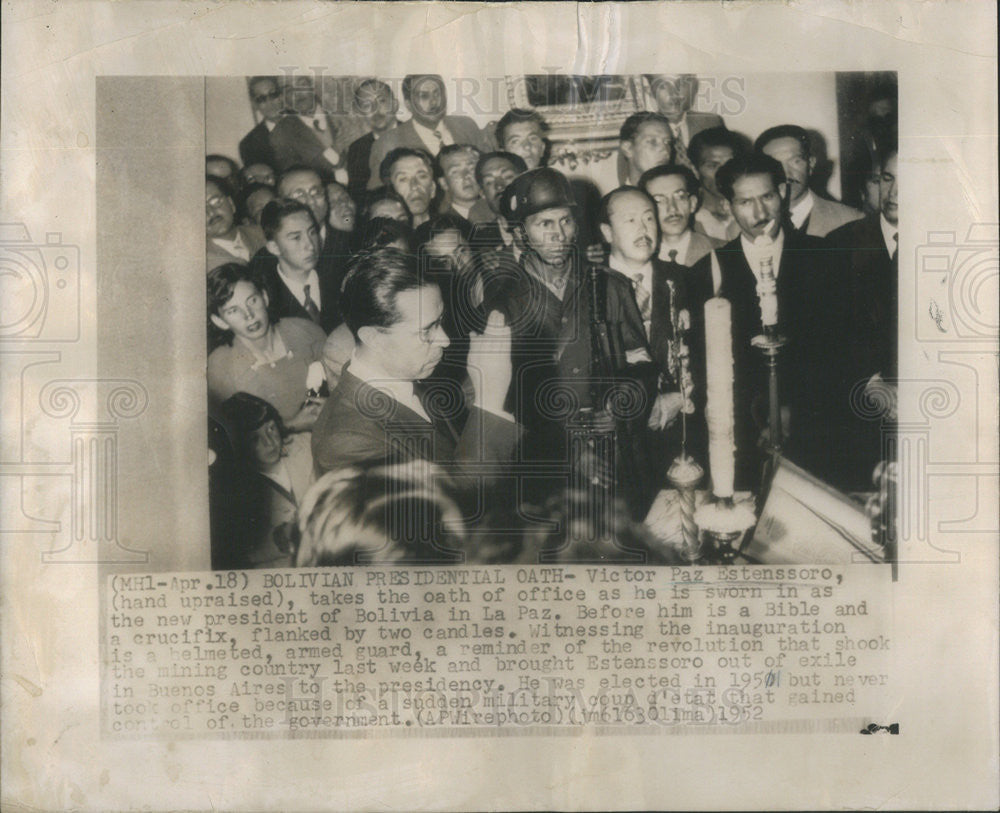 1961 Press Photo Bolivian Pres Victor Paz sworn into office - Historic Images
