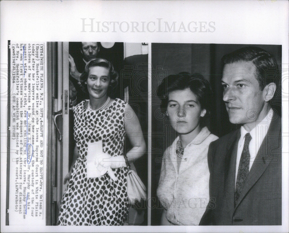 1964 Press Photo Mrs Nelson Rockerfeller,Dr James Murphy and present wife - Historic Images