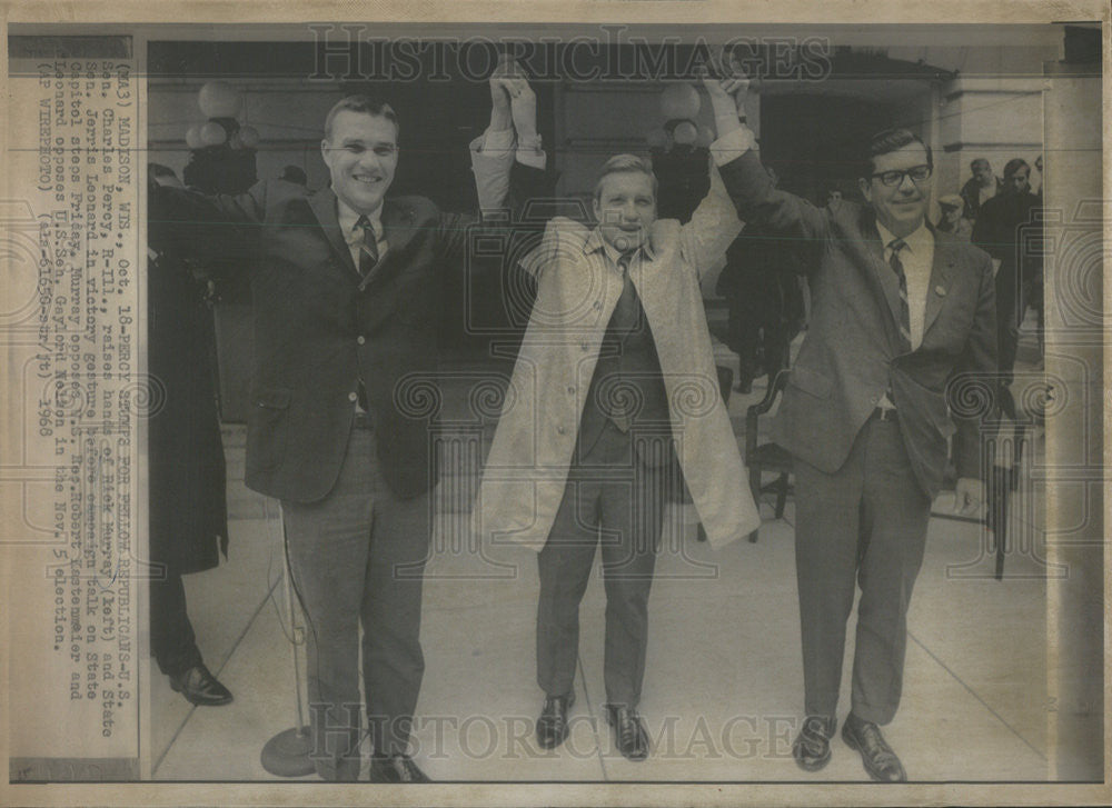 1968 Press Photo Ill Sen Charles Percy and R Murray &amp; Sen J Leonard - Historic Images