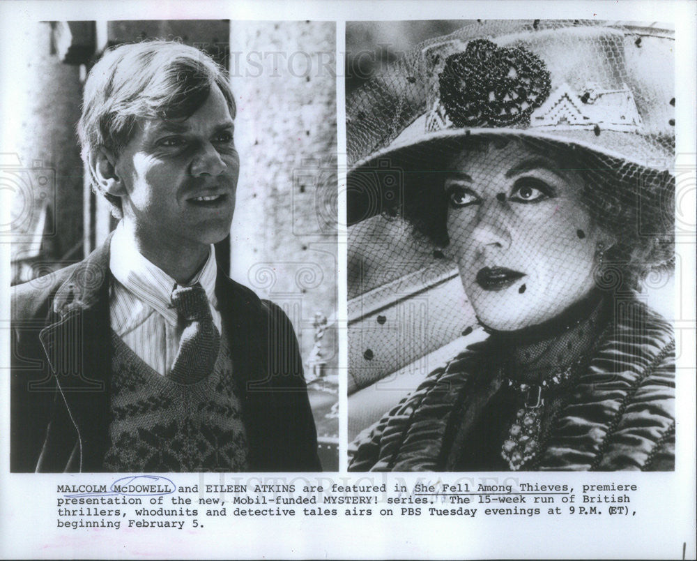 1980 Press Photo Malcolm McDowell &amp; Eileen Atkins Star In She Fell Among Thieves - Historic Images