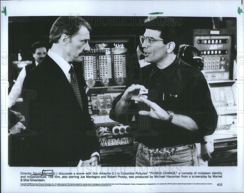 1988 Press Photo Director David Mamet and Don Ameche actor - Historic Images