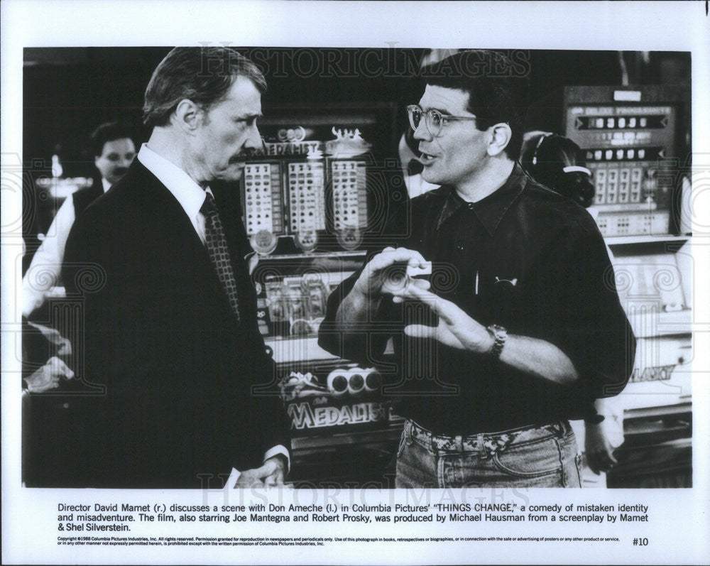 1988 Press Photo Director David Mamet and actor Don Ameche - Historic Images