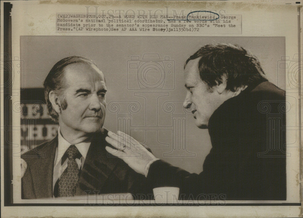 1972 Press Photo Senator George McGovern With Coordinator Frank Mankiewicz - Historic Images