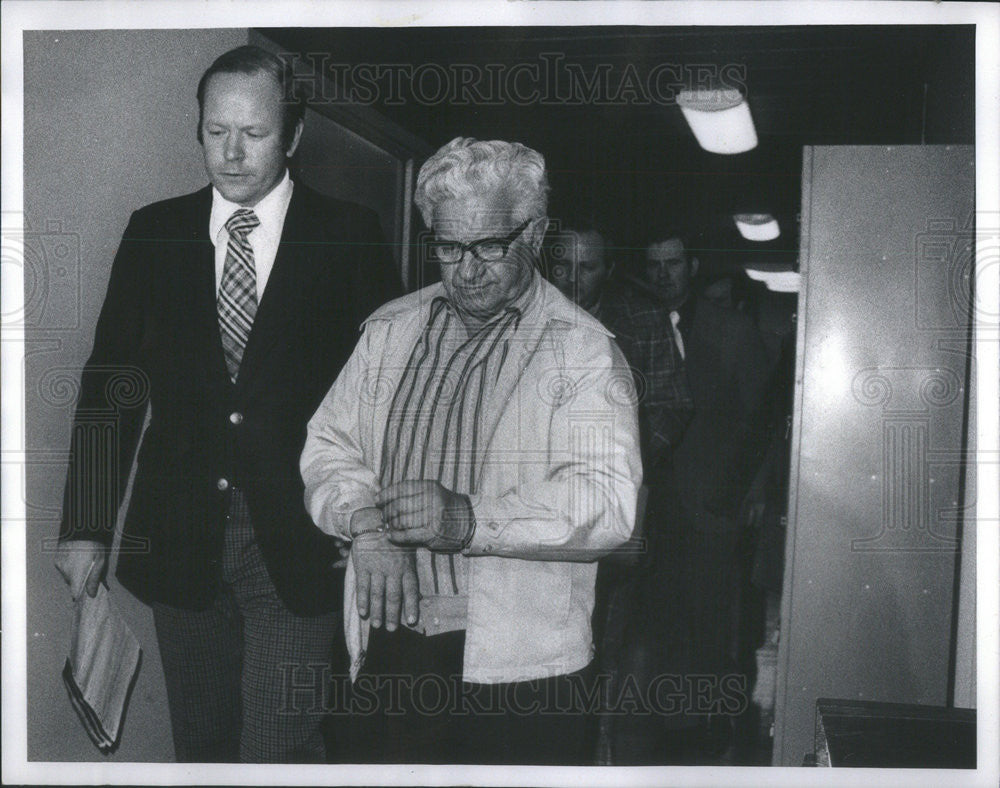 1974 Press Photo James Maniantia to be Fingerprinted &amp; Detained - Historic Images