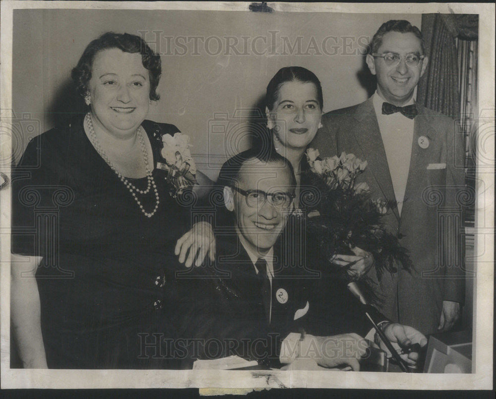 1955 Press Photo Democrat Winners City Clerk Betty Malinka, Mayor Peter Mandich - Historic Images