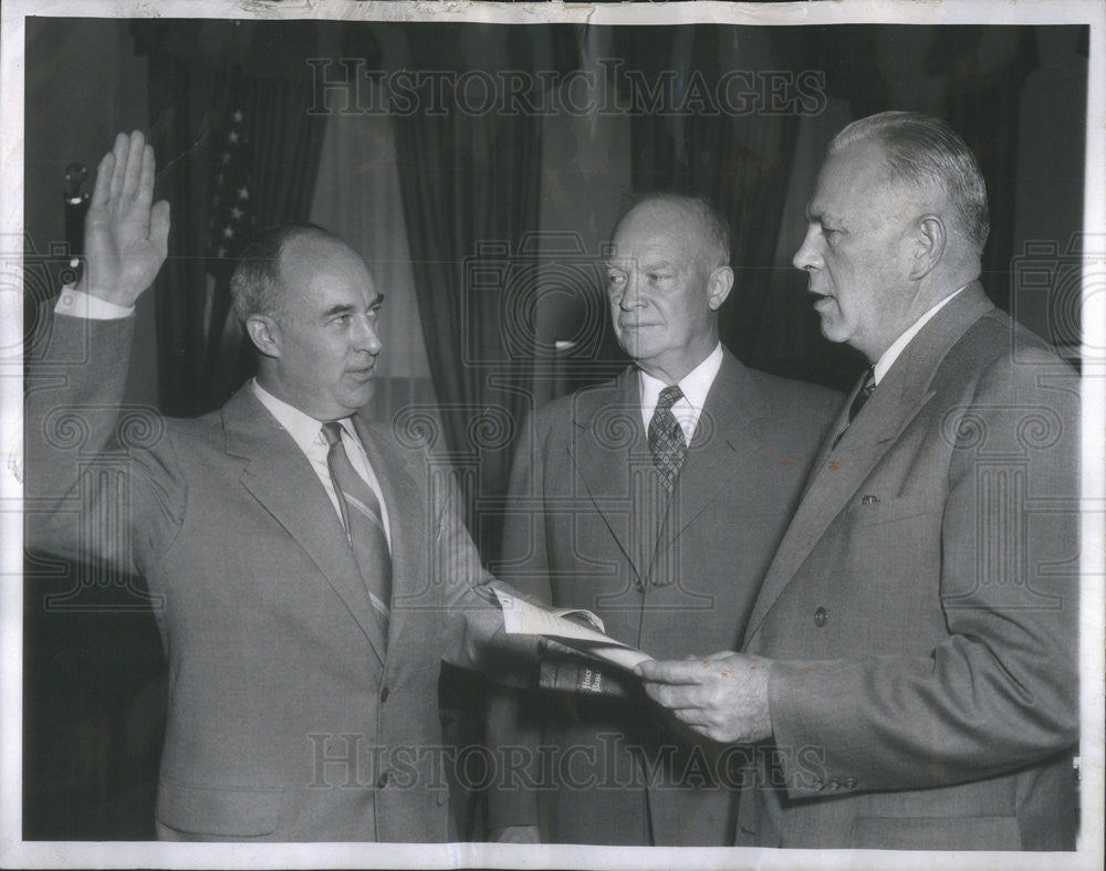 1953 Press Photo Ed Mansure,Frank Sanderson and Pres. Eisenhower - Historic Images