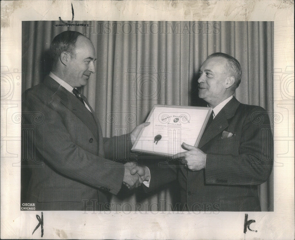 1949 Press Photo Elmer Roetter Ill VA and EF Mansure Pres Ill manufact Assn - Historic Images