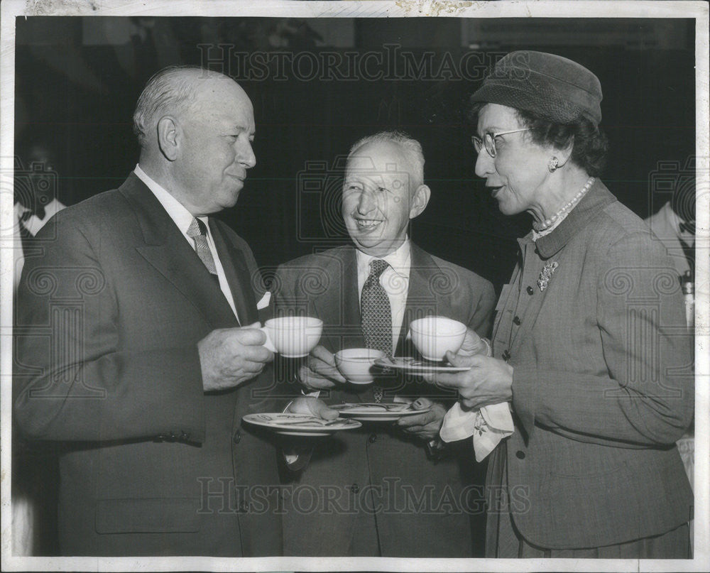 1957 Press Photo Harry C. Murphy Charles Barth Clara W. Rusch Burlington Veteran - Historic Images