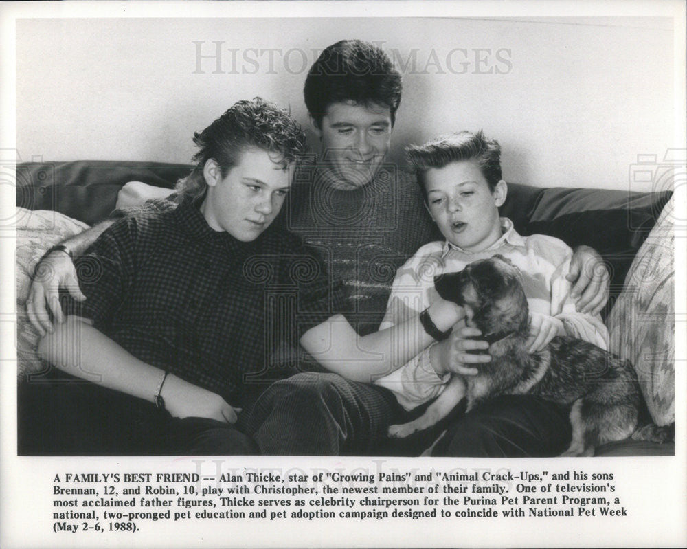 1988 Press Photo Alan Thicke,actor and his sons Brennan and Robin - Historic Images