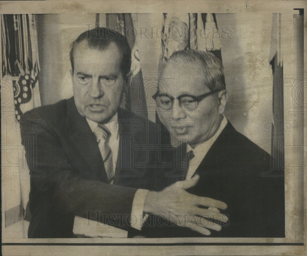 1970 Press Photo President Nixon  With Secretary General Thant United Nations - Historic Images