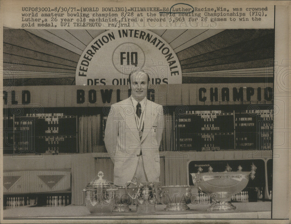 1971 Press Photo Ed Luther Racine WI World Amateur Bowling Champion ...