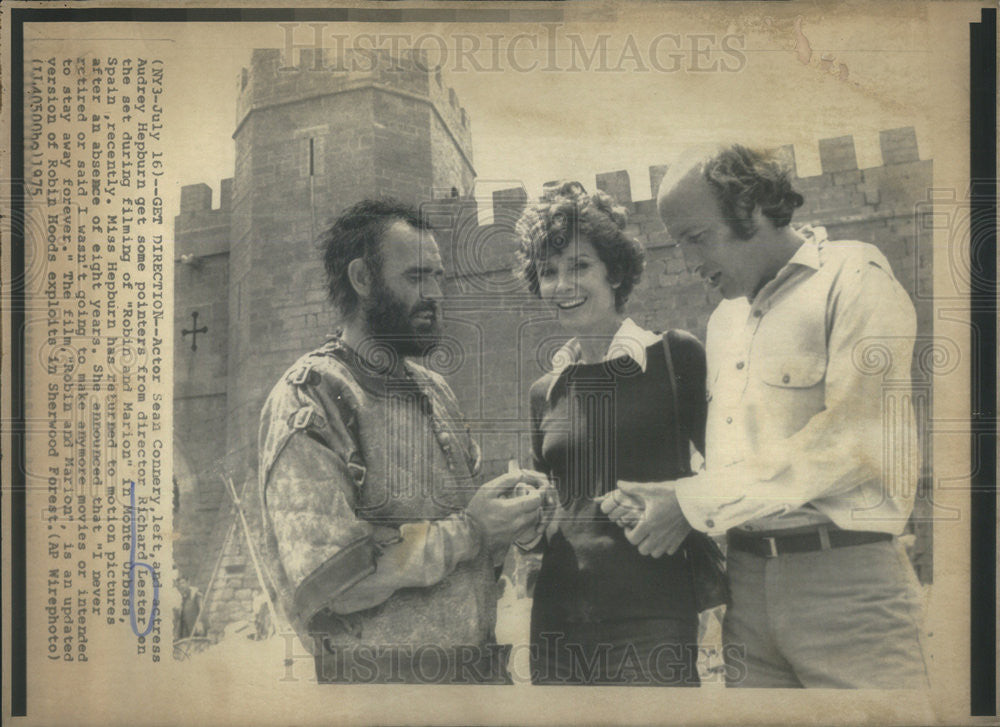 1975 Press Photo Sean Connery Actor Audrey Hepburn Actress Richard Lester - Historic Images