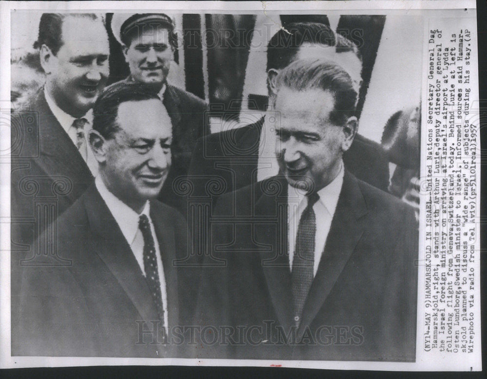 1957 Press Photo UN Secretary General Dag Hammerskjold Arthur Lurie Israel - Historic Images