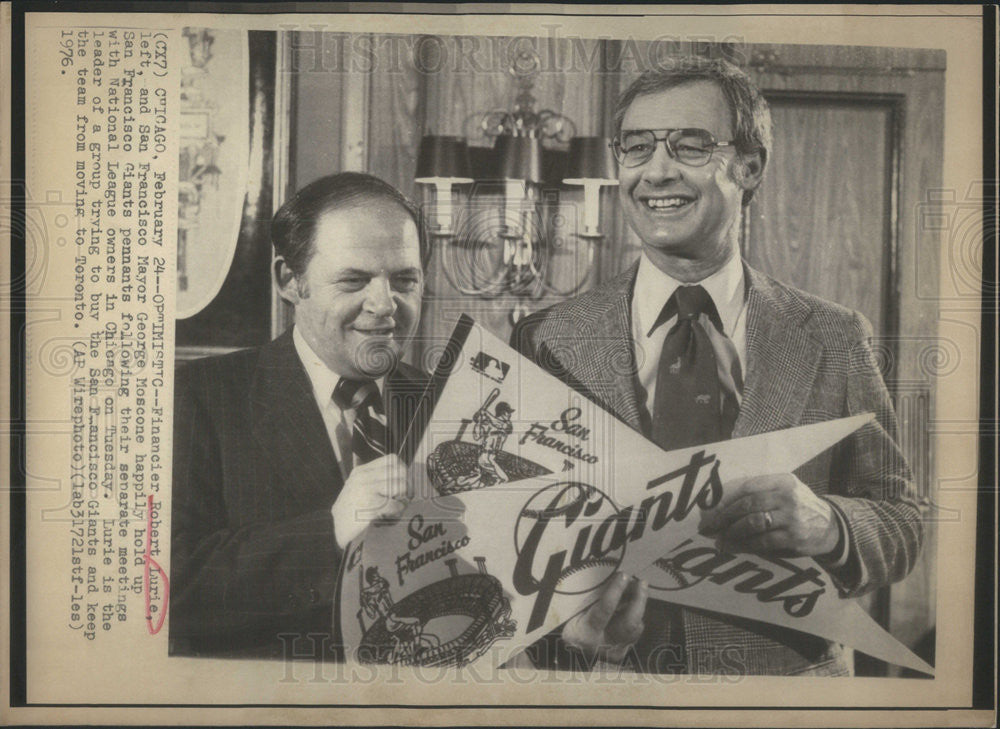 1976 Press Photo Robert Lurie Mayor George Moscone - Historic Images