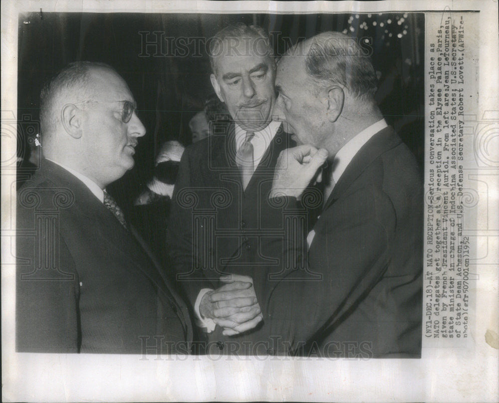 1953 Press Photo NATO Delegates Jean LETourneau, Dean Acheson, and Robert Lovett - Historic Images