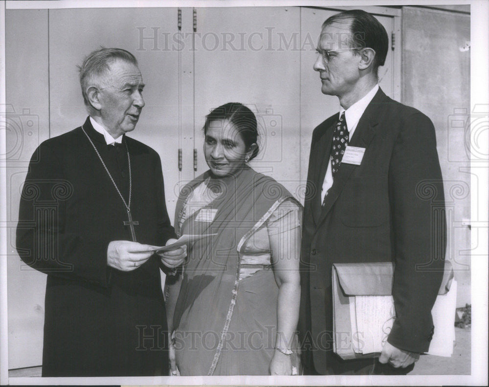 1951 Press Photo Bishop Berggrav of Norway, Olive Yohan-Masih &amp; Dean Muelder - Historic Images