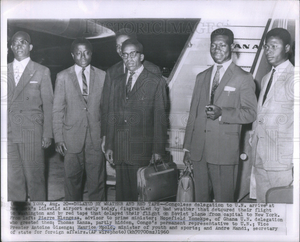 1960 Press Photo Congolese Delegation to UN Arrive in New York - Historic Images