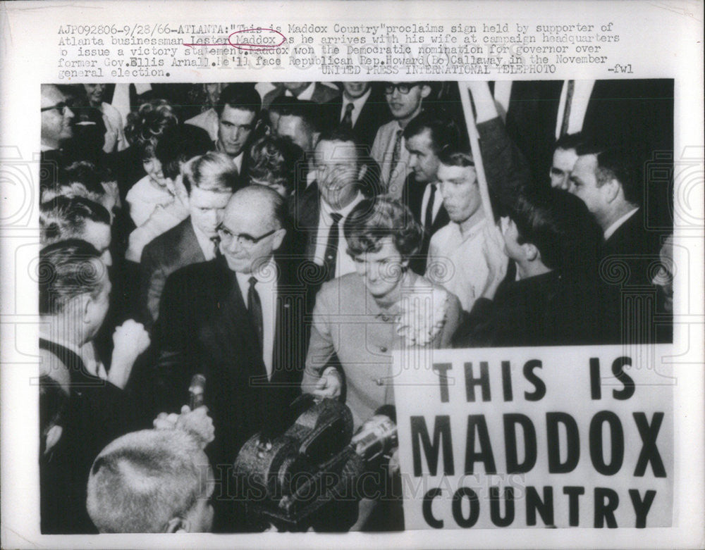 1966 Press Photo Lester Maddox Atlanta Democratic Governor Nominee - Historic Images