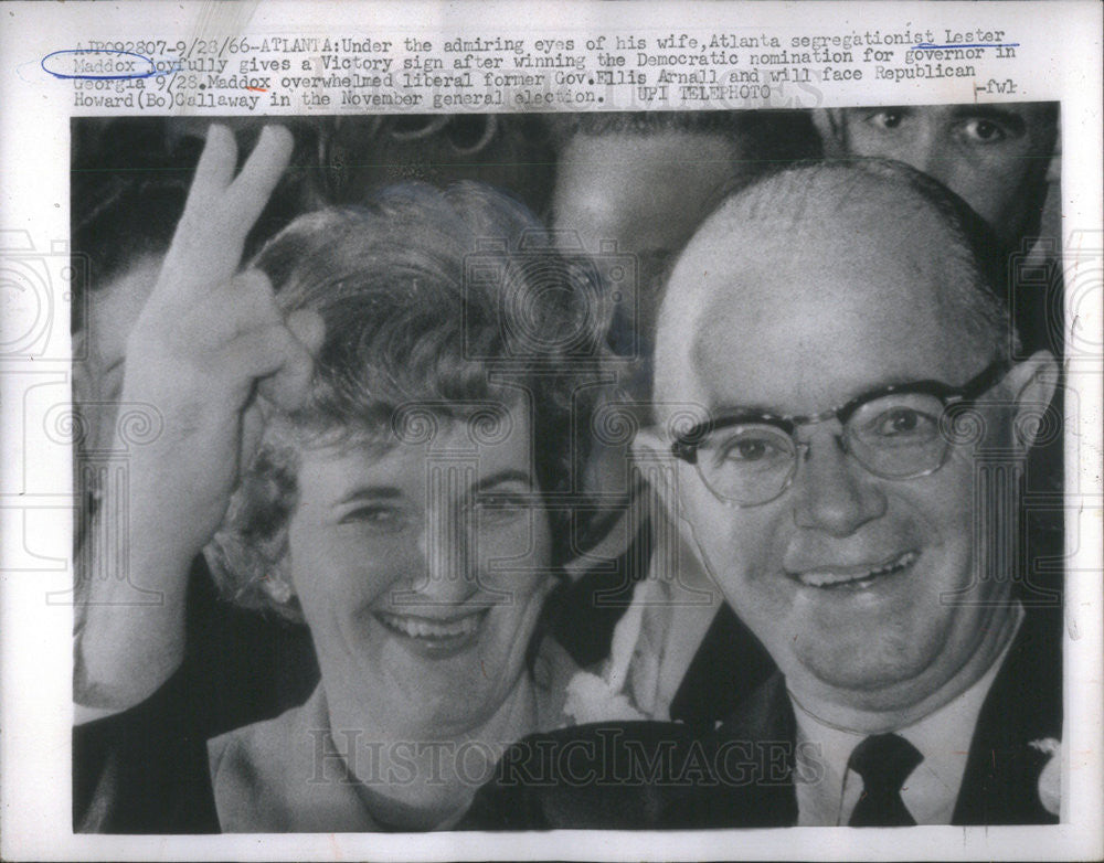 1966 Press Photo Lester Maddox  winning Democratic nomination for governor - Historic Images