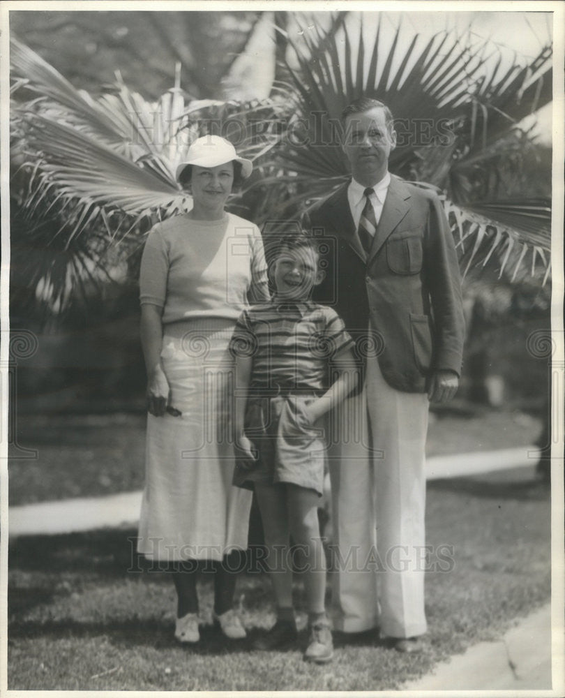 1935 Press Photo Mr and Mrs F F Patton and son Richard in Fla - Historic Images