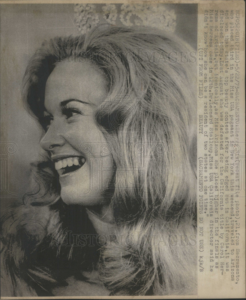 1973 Press Photo Sherry Nix In Miss USA Won Arizona&#39;s Title After Losing CA - Historic Images