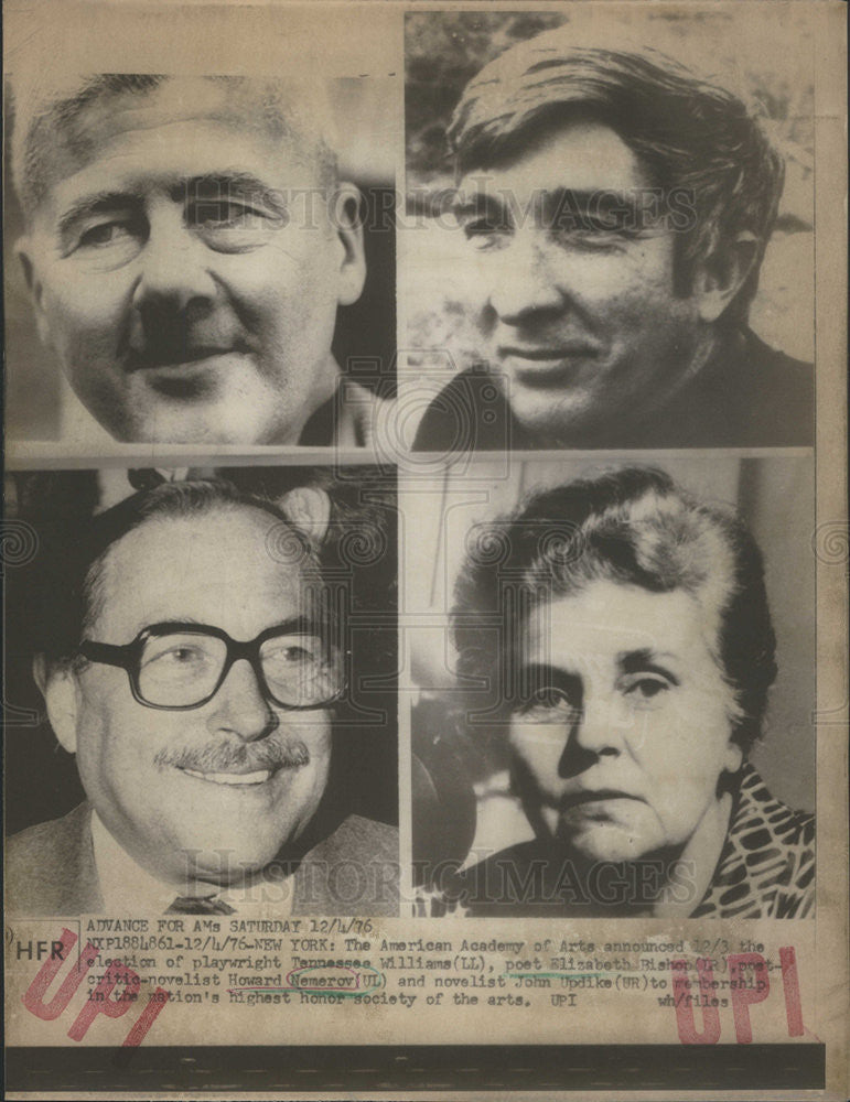 1976 Press Photo Tennessee Williams Elizabeth Bishop Howard Nemerov John Updike - Historic Images