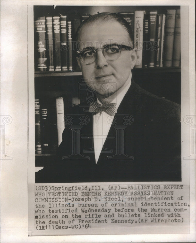 1964 Press Photo Joseph Nicol Illinois Bureau Criminal Identification - Historic Images