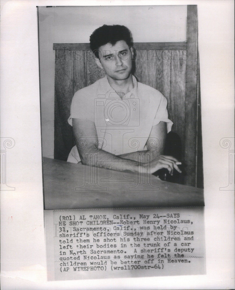 1964 Press Photo Robert Henry Nicolaus shot children - Historic Images