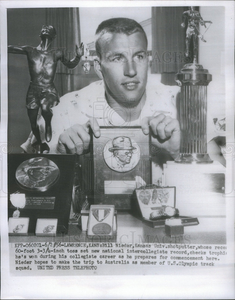 1956 Press Photo Bill Nieder Kansas Shot Put - Historic Images