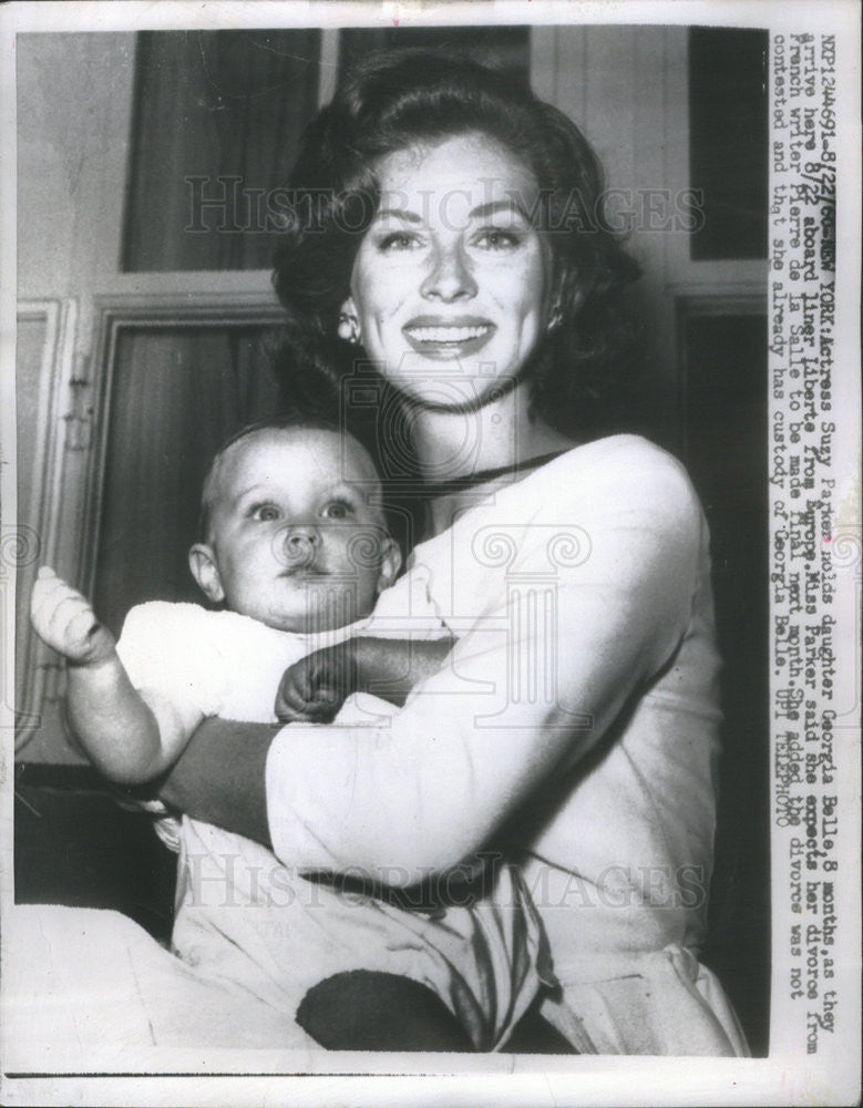 1960 Press Photo Actress Suzy Parker daughter Georgia Belle New York divorce - Historic Images