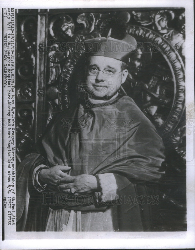 1956 Press Photo Most Rev John Gregory Murray archbishop of St Paul died - Historic Images