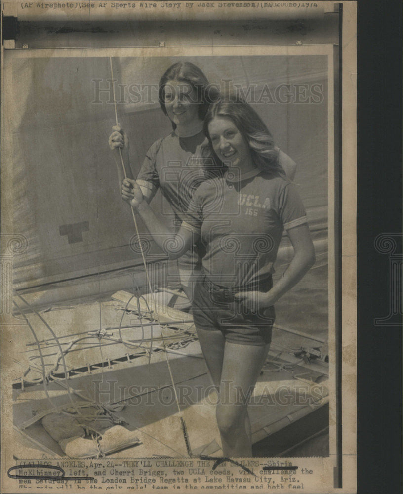 1974 Press Photo UCLA Sailing Team Shirin McElhianey Cherri Briggs - Historic Images