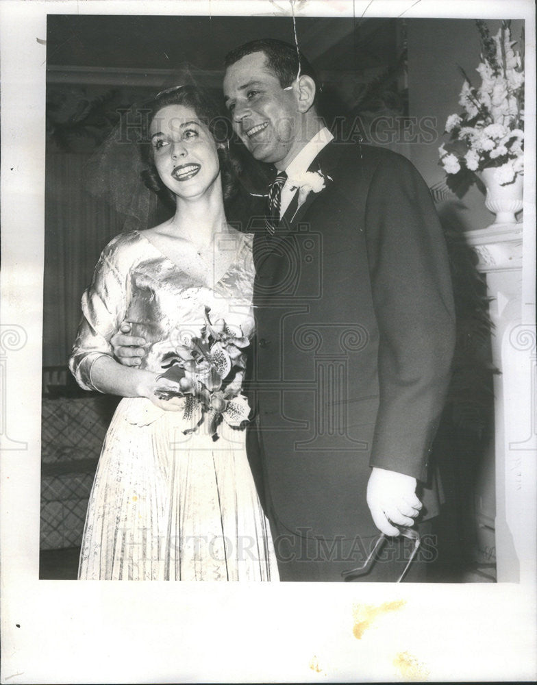 1960 Press Photo wedding photo of Mr and Mrs Frank Lowdener. - Historic Images