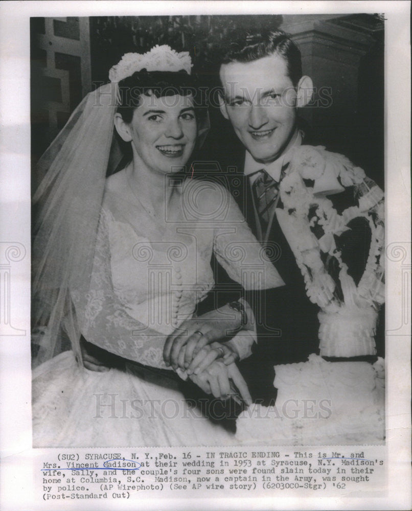 1962 Press Photo Mr Vincent madison and bride Sally - Historic Images