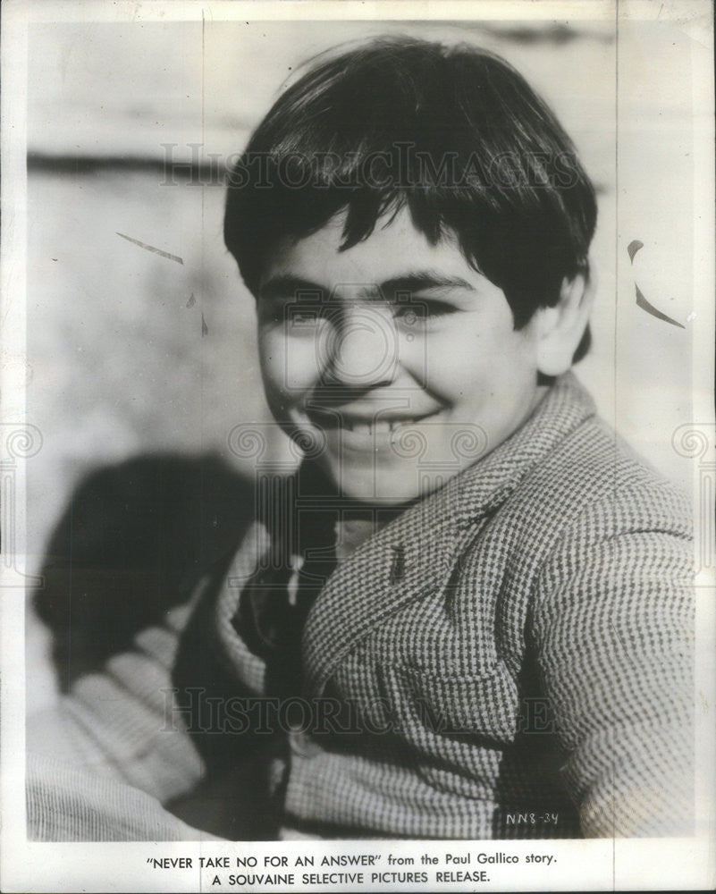 1952 Press Photo Italian Child Actor Vittorio Manunta In Souvaine Film - Historic Images