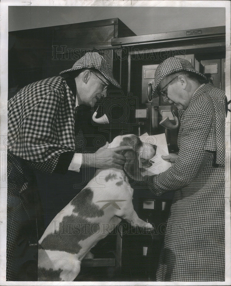 1956 Press Photo Mayor Peter Mandich Robert Dering President Gary Golden Jubilee - Historic Images