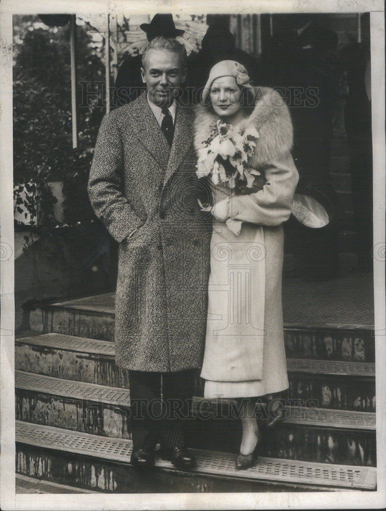 1945 Press Photo Thomas Manville Avonne Taylor Marriage - Historic Images